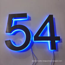 Factory Custom Outdoor Led 3D Acrylic Backlit 304 Stainless Steel House Door Numbers Sign